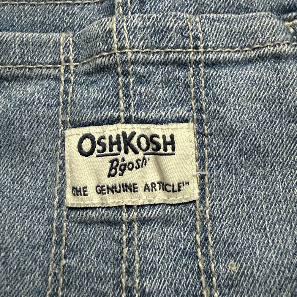 Oshkosh B'gosh Overalls Dress Denim White Lace Pleated Little Girls Size 4T - Picture 2 of 6